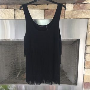 Cyrus extra Large Black tank with fringe